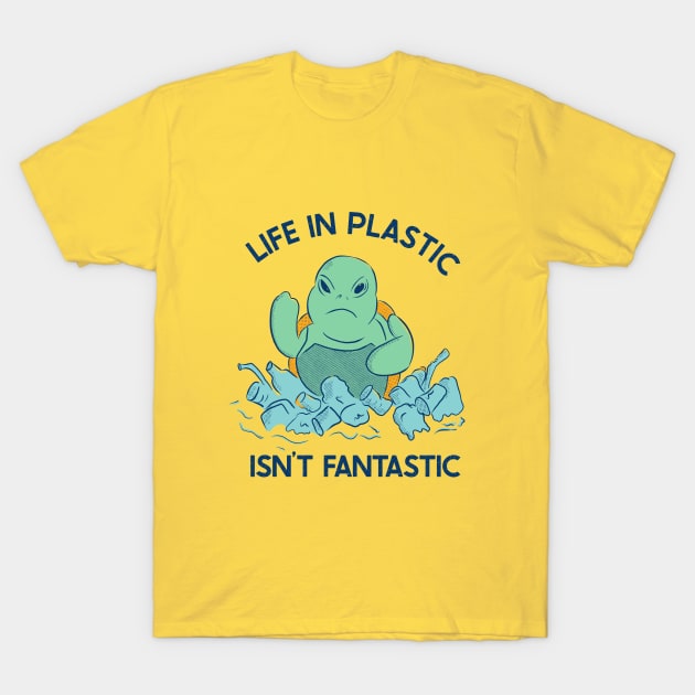 Life in plastic - Angry turtle - plastic ocean T-Shirt by MisterThi